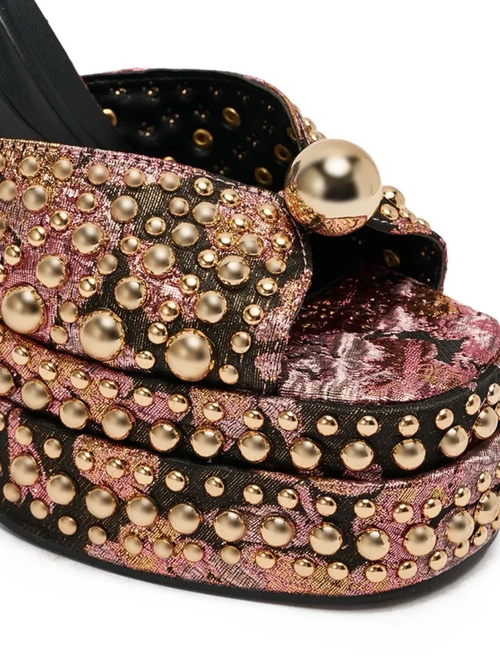 AKIRA Pink Rose Gold Studded Platform Sandal
